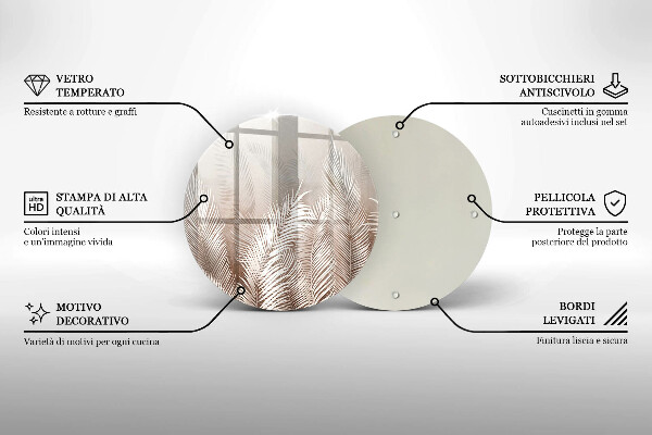 Tocător din sticlă Frunze de vegetație boho