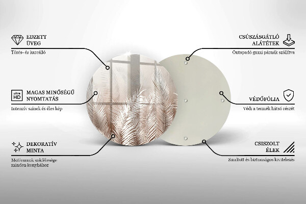 Tocător din sticlă Frunze de vegetație boho