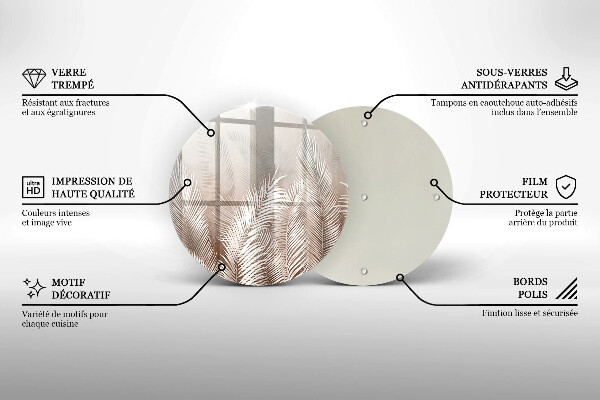Tocător din sticlă Frunze de vegetație boho