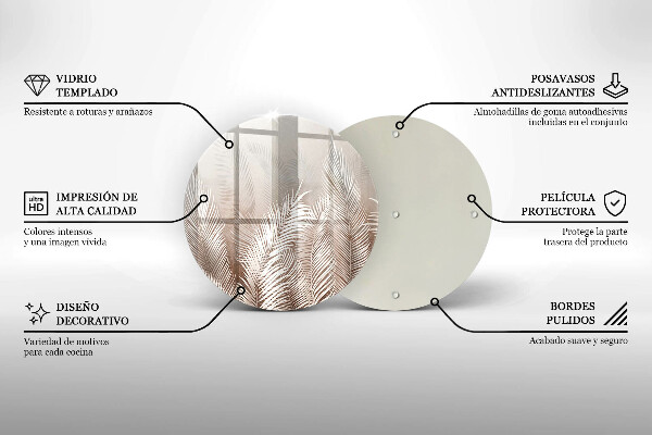 Tocător din sticlă Frunze de vegetație boho