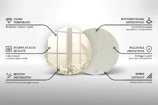 Tocător din sticlă Flori boho din ipsos