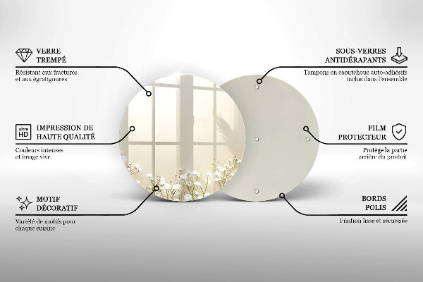 Tocător din sticlă Flori boho din ipsos