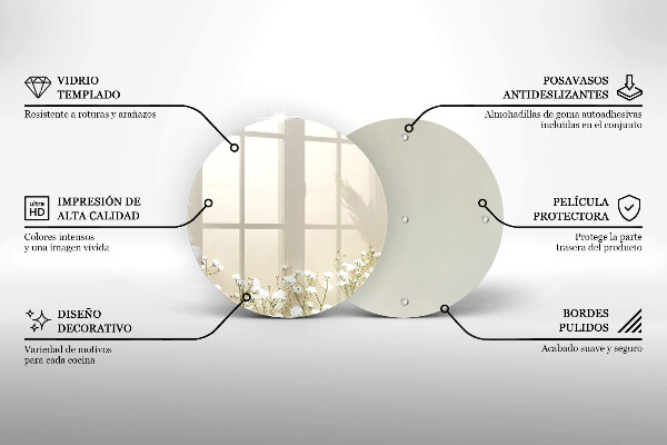 Tocător din sticlă Flori boho din ipsos