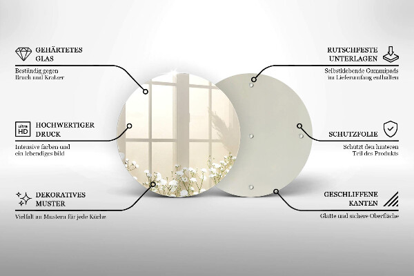 Tocător din sticlă Flori boho din ipsos