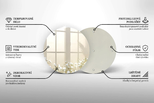 Tocător din sticlă Flori boho din ipsos