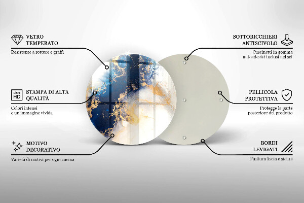Tocător din sticlă Abstracție cu albastru