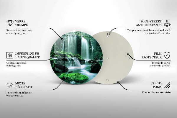 Tocător din sticlă Cascada sălbatică în junglă