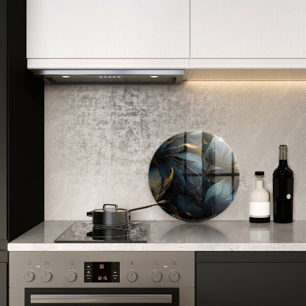 Tocător din sticlă Frunze decorative cu aur