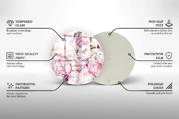 Tocător din sticlă Buchet de bujor