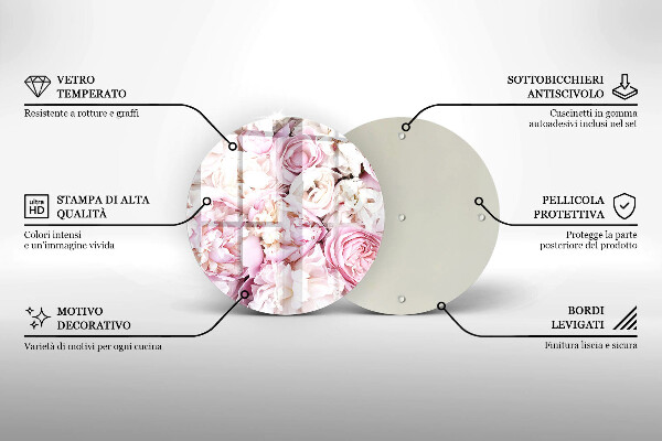 Tocător din sticlă Buchet de bujor