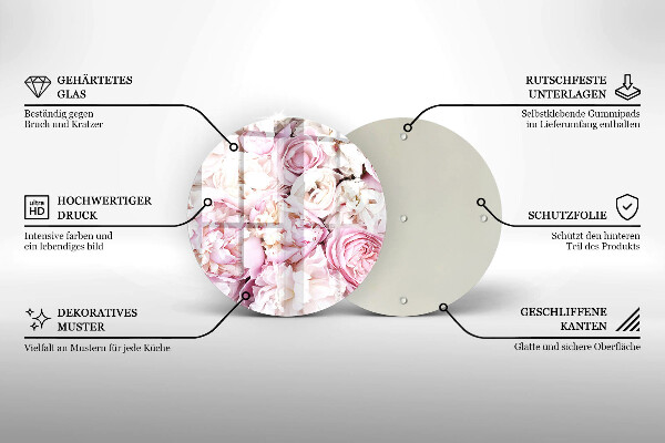 Tocător din sticlă Buchet de bujor