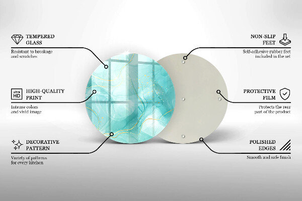 Tocător de bucătărie Abstracția albastră și aurie