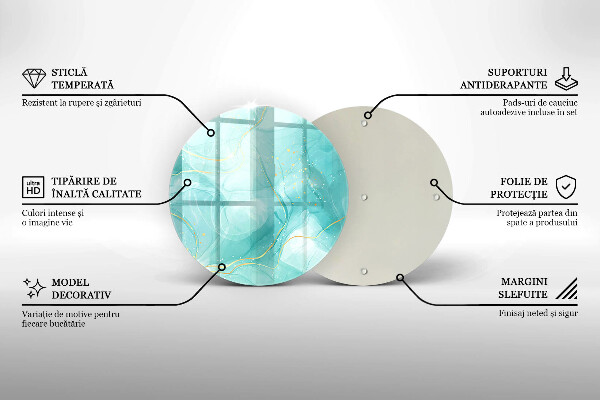 Tocător de bucătărie Abstracția albastră și aurie