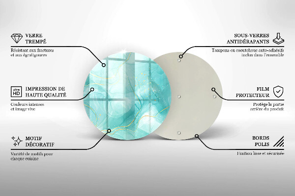Tocător de bucătărie Abstracția albastră și aurie