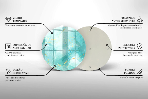 Tocător de bucătărie Abstracția albastră și aurie