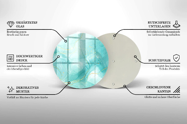 Tocător de bucătărie Abstracția albastră și aurie