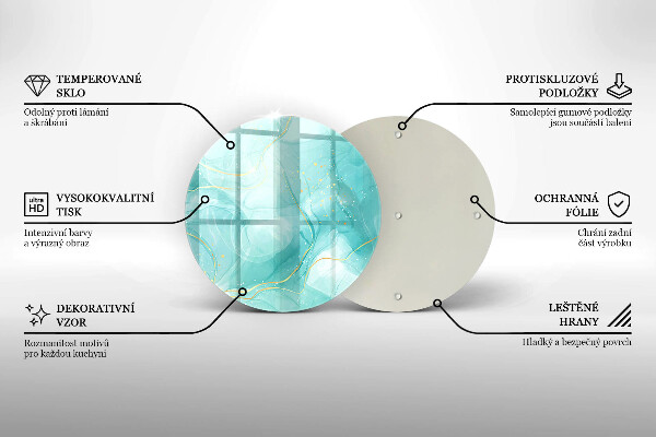 Tocător de bucătărie Abstracția albastră și aurie