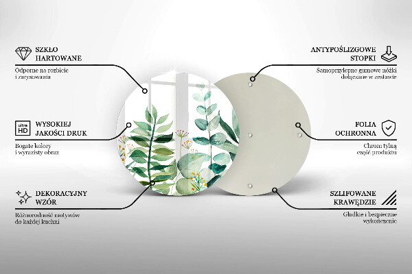 Tocător de bucătărie Ilustrație cu frunze de plante