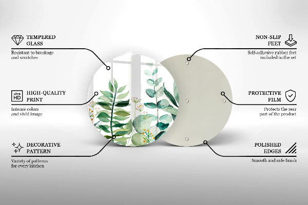 Tocător de bucătărie Ilustrație cu frunze de plante