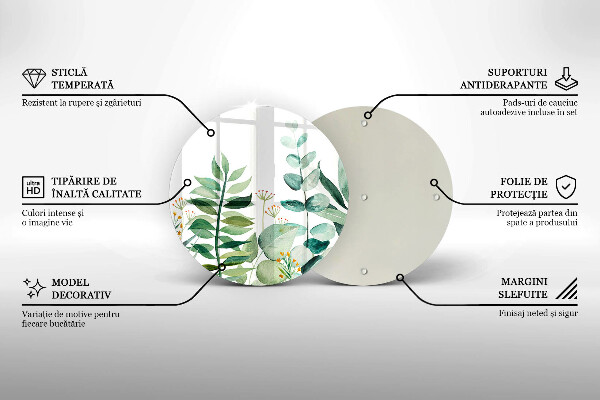 Tocător de bucătărie Ilustrație cu frunze de plante