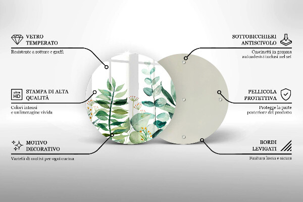 Tocător de bucătărie Ilustrație cu frunze de plante