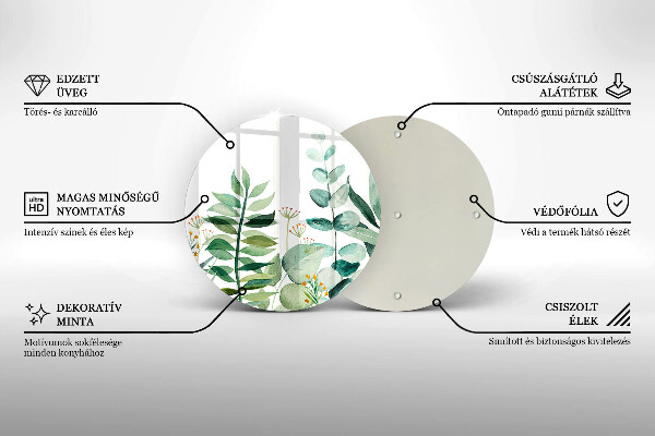Tocător de bucătărie Ilustrație cu frunze de plante