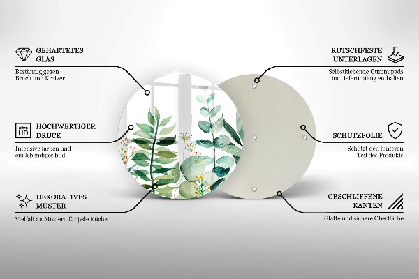 Tocător de bucătărie Ilustrație cu frunze de plante