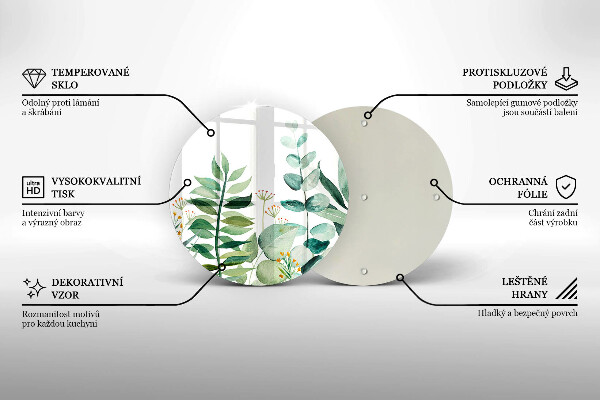 Tocător de bucătărie Ilustrație cu frunze de plante