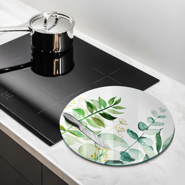 Tocător de bucătărie Ilustrație cu frunze de plante