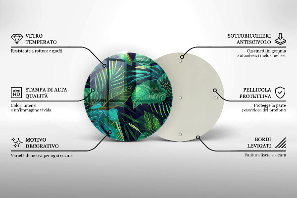 Tocător de bucătărie Ilustrație cu frunzele junglei