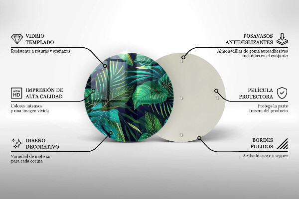 Tocător de bucătărie Ilustrație cu frunzele junglei