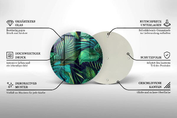 Tocător de bucătărie Ilustrație cu frunzele junglei