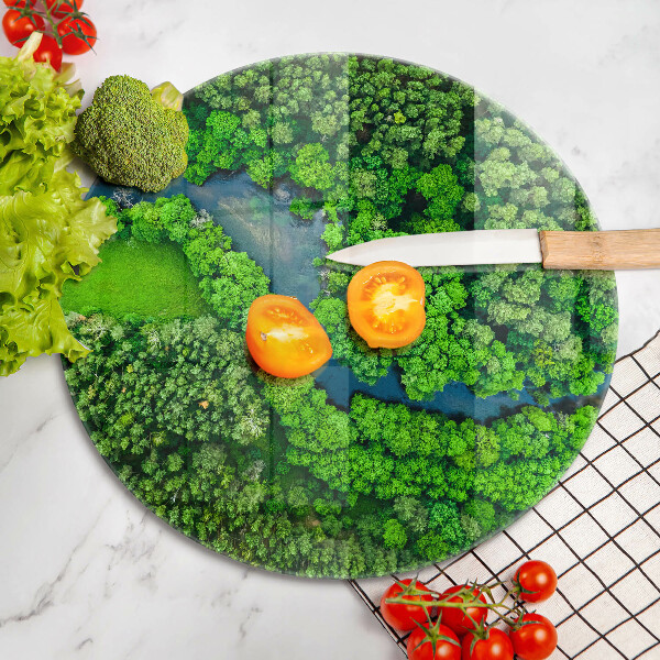 Tocător de bucătărie Pădure și râu din vedere de ochi de pasăre