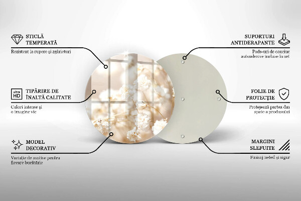 Tocător de bucătărie Flori albe delicate