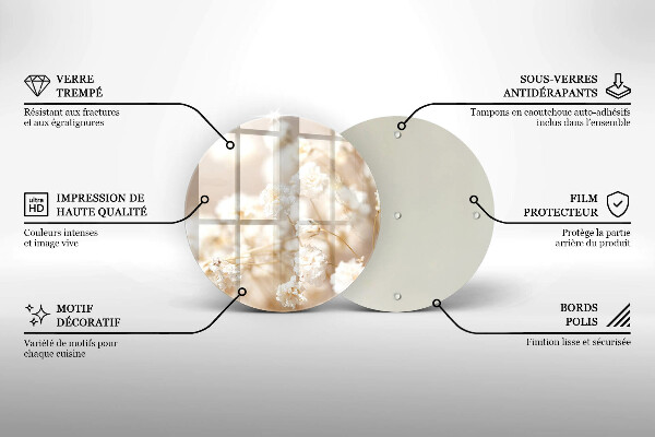 Tocător de bucătărie Flori albe delicate