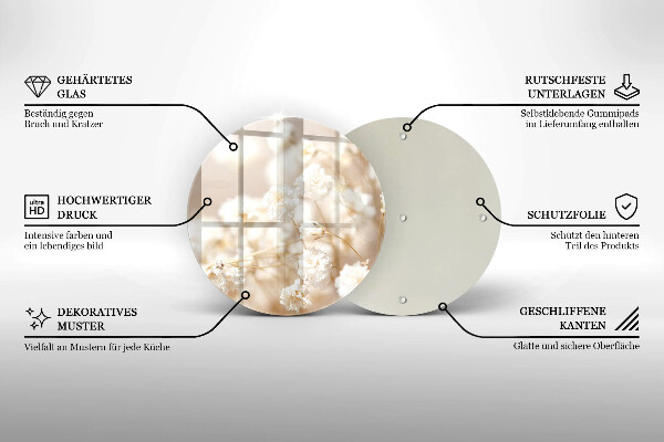 Tocător de bucătărie Flori albe delicate