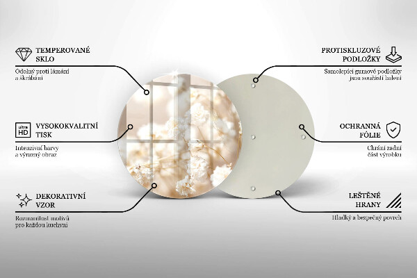 Tocător de bucătărie Flori albe delicate