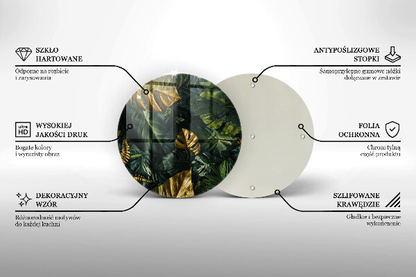 Tocător de bucătărie Frunze de monstera aurii