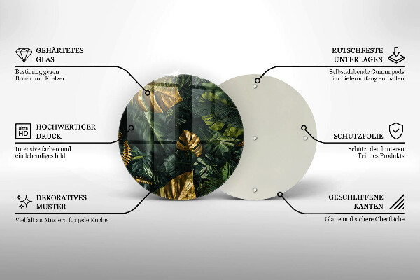 Tocător de bucătărie Frunze de monstera aurii