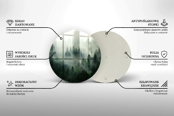 Tocător de bucătărie Peisaj de pădure cu ceață