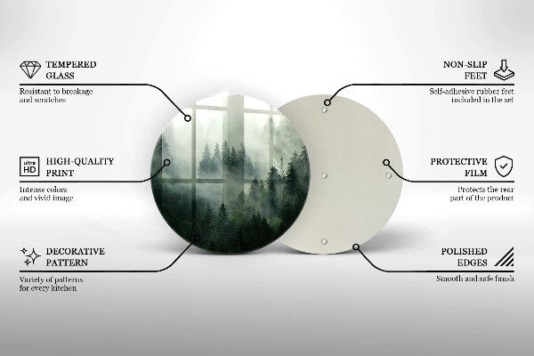 Tocător de bucătărie Peisaj de pădure cu ceață