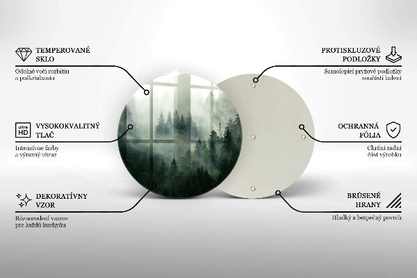 Tocător de bucătărie Peisaj de pădure cu ceață