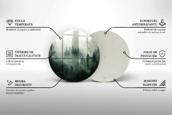 Tocător de bucătărie Peisaj de pădure cu ceață