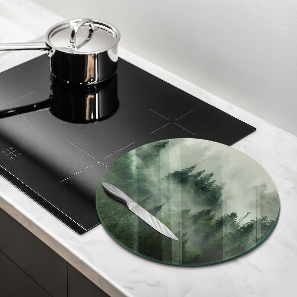 Tocător de bucătărie Peisaj de pădure cu ceață
