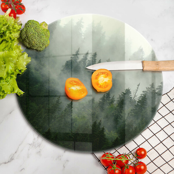 Tocător de bucătărie Peisaj de pădure cu ceață