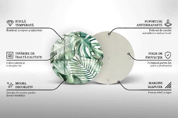 Tocător din sticlă Frunze pictate