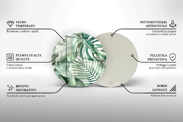 Tocător din sticlă Frunze pictate