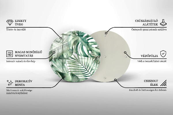 Tocător din sticlă Frunze pictate