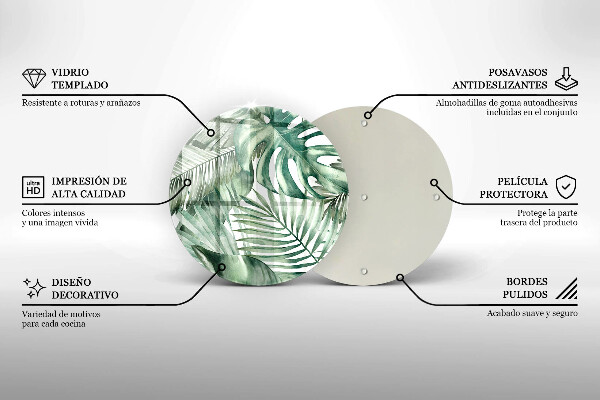 Tocător din sticlă Frunze pictate