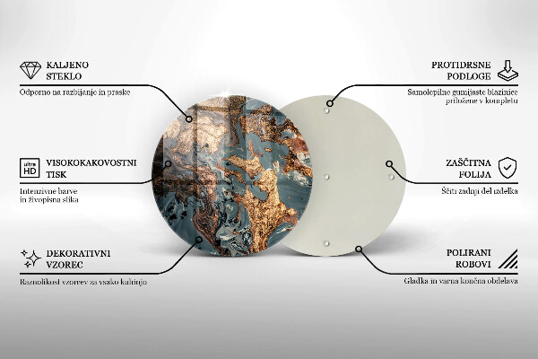 Tocător din sticlă Stâncă decorativă cu aur